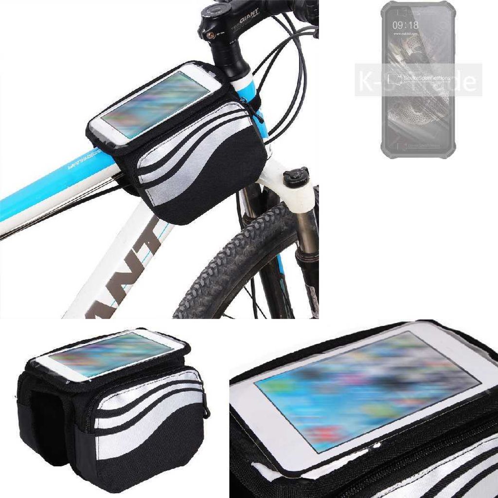 K-S-Trade Rahmentasche Fahrrad-Halterung kompatibel mit Oukitel WP19 Rahmenhalterung Fahrrad Handyhalterung Fahrradtasche Handy Smartphone Halterung