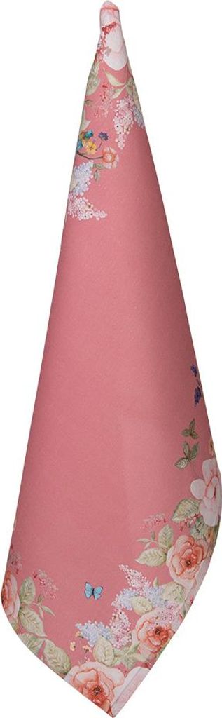 Clayre & Eef Geschirrtuch 50x70 cm Rosa Baumwolle Blumen