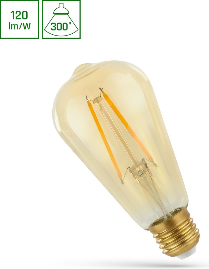 Spectrum LED E27 ST64 Edison 2W = 24W Gold 240lm Retro 300° Produktbild 