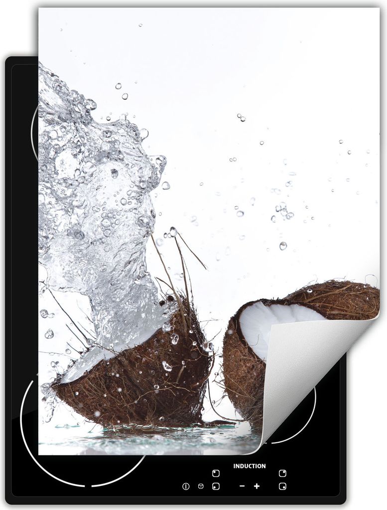 DarHaus Herdabdeckplatte Einteilig Küche Abdeckplatte für Glaskeramikfeld Abdeckung Induktionskochfeld Aufrollbare Matte 40x52 cm, weiß - Kokosnuss