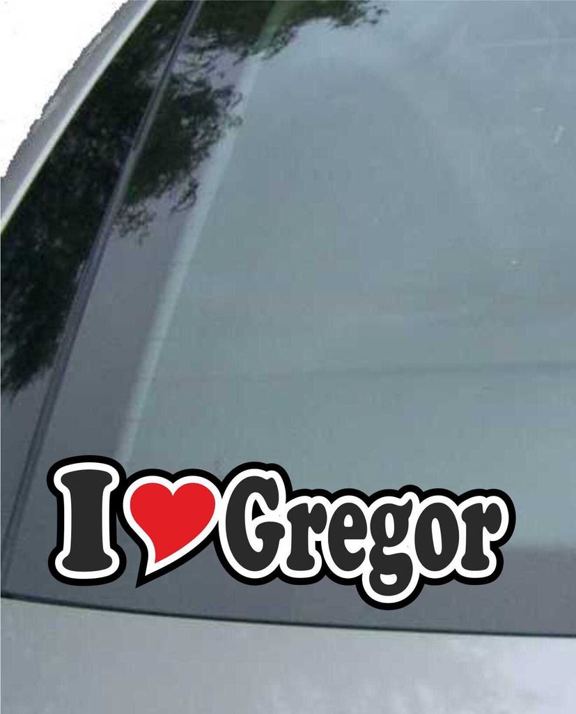 INDIGOS UG - Aufkleber / Autoaufkleber I Love Heart - Ich liebe mit Herz 15 cm - I LOVE Gregor - Auto LKW Truck - Sticker mit Namen vom Mann Frau Kind