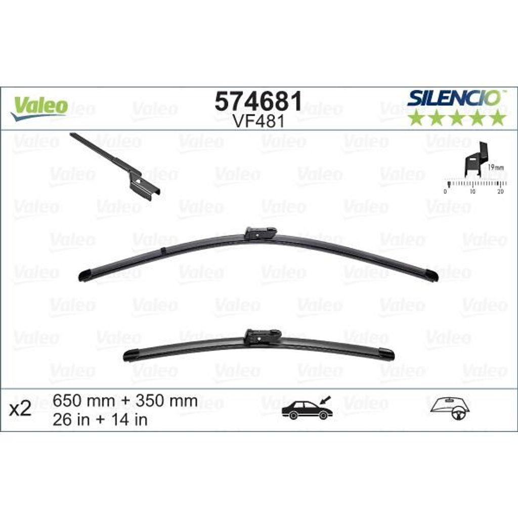 Wischblatt vorne Flachbalkenwischblatt mit Spoiler VALEO für u.a. FIAT 500X