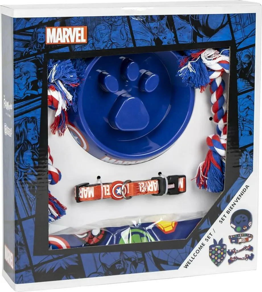 Set Regalo Avengers per Cani 5 Pezzi Blu: Collezione Marvel Dog