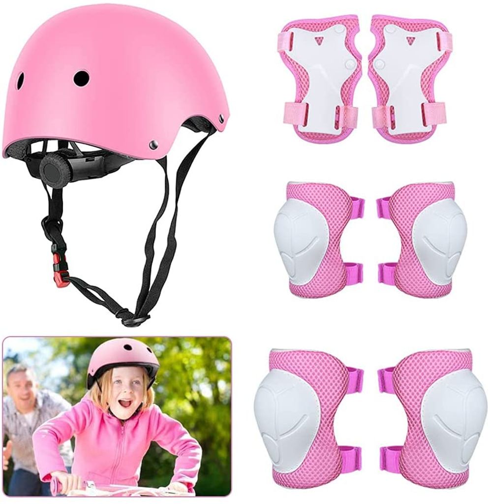 Schutzausrüstung Kinder Knieschoner Set mit Helm für inliner Skateboard 