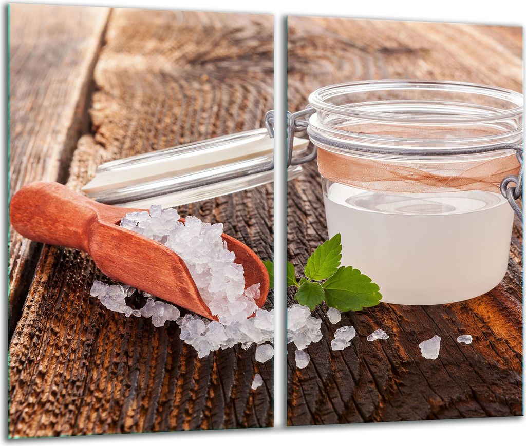 Herdabdeckplatten 2 teilig 30x52 Ceranfeld Abdeckung Glas Salz