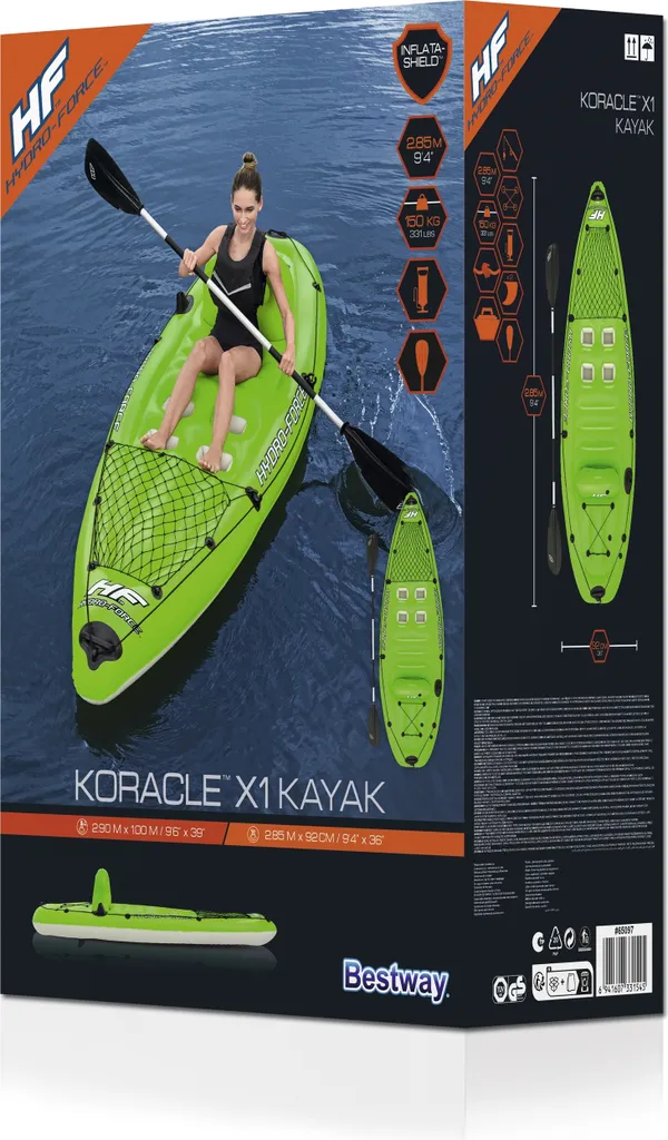 Bateau de pêche gonflable monoplace avec rames Hydro-Force 270cm