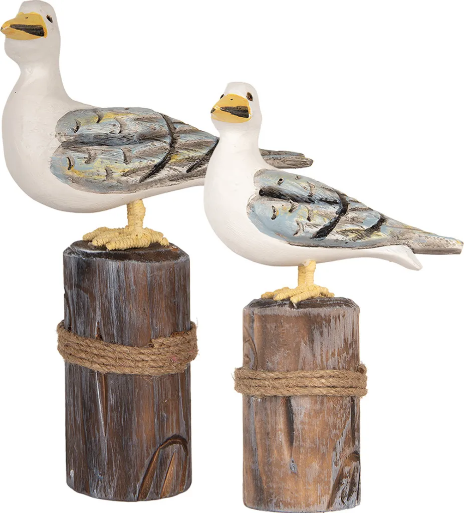 Set Oiseaux Décoratifs Bois Brun Blanc pour Valoriser vos Étagères Vides