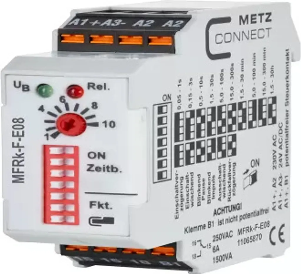 Relais temporisé multifonctionnel 230V pour automatisation Metz Connect
