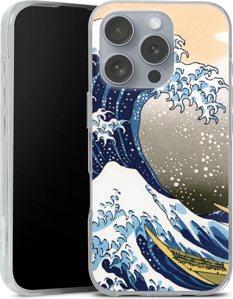 DeinDesign Handyhülle für Apple iPhone 16 Pro Silikon Hülle Case Smartphone Schutzhülle Katsushika Hokusai Kunst Die große Welle vor Kanagawa