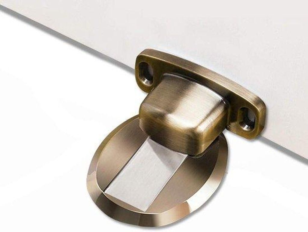 Metallischer Türschließer mit dauerhaftem Selbstkleber, Schraubenverstecker, Bodenbefestigung, Paar, Bronze.