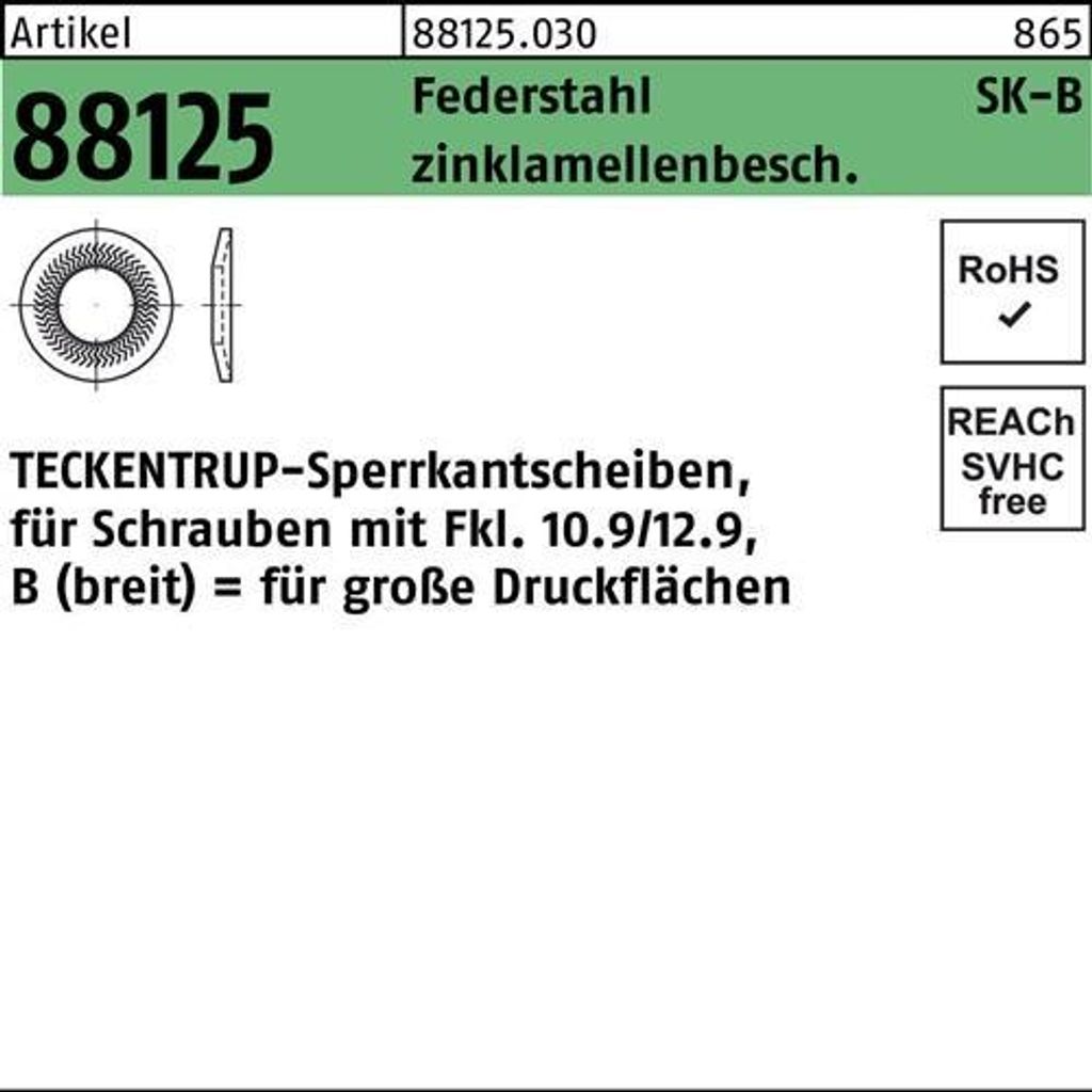 Sperrkantscheibe R 88125 B 6x18,2 x1,4 Federstahl zinklamellenbeschichtet