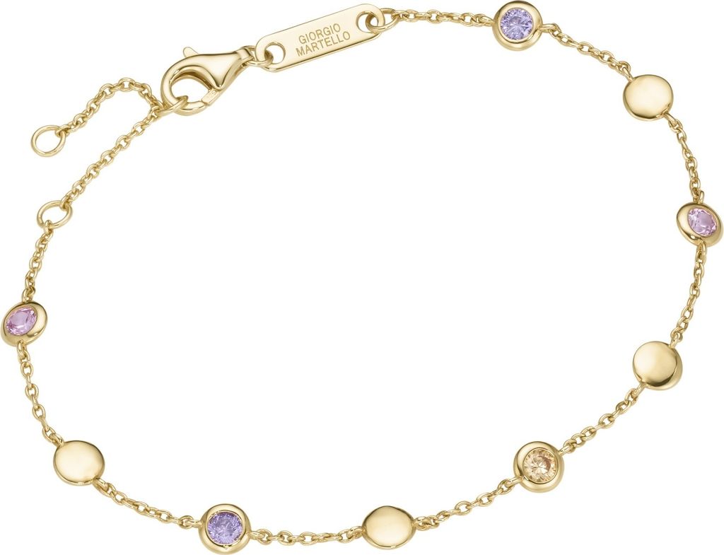Armband Giorgio Martello Milano mit Zwischenteilen, farbige synt. Zirkonia + Korund Silber 925 Bunt 19 cm