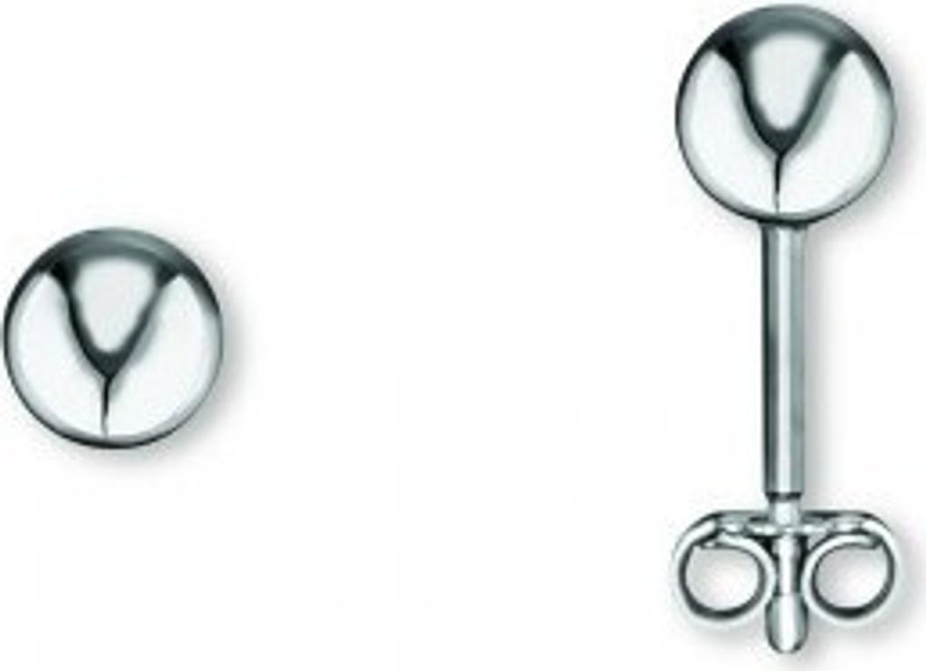 Ohrstecker Kugel O 5,0 mm 925/- Silber rhodiniert poliert