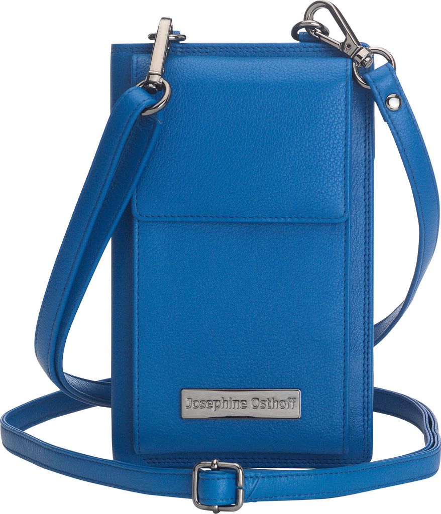 Josephine Osthoff Handy Umhängetasche mit Geldbörse, handgemacht aus 100% Echtleder, Clutch für Damen, RFID Schutz, Crossbody Schultergurt, 12 K...
