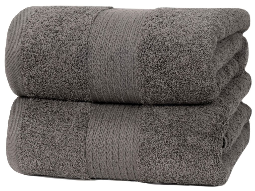 Badetuch 2er Set, Baumwolle, 100x150 cm, grau Produktbild 