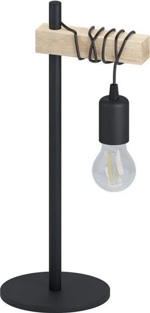 Applique Industriale EGLO Townshend Nero/Legno E27 60W - Design Loft