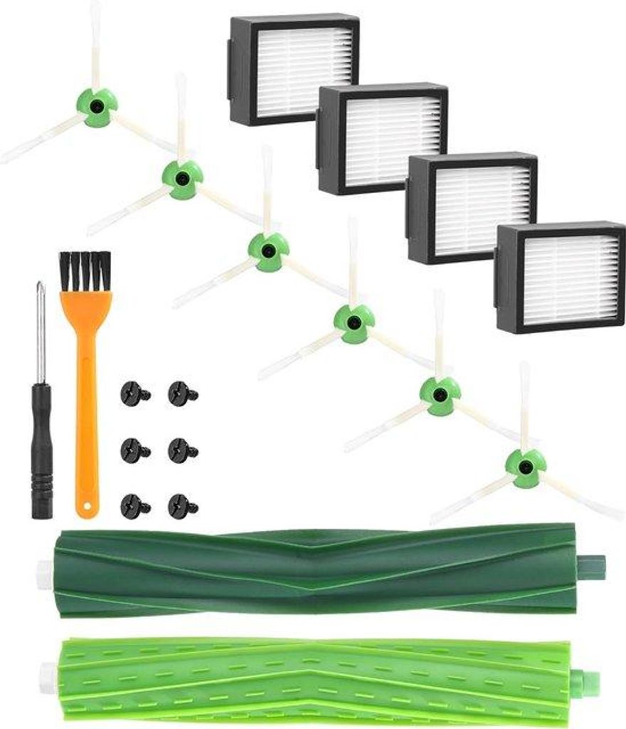 Ersatzteile für iRobot Roomba, Accessoires für E5 E6 i7 i7+ i3 i3+ i4 i4+ i6 i6+, Ersatzteile 1 Satz Multifloormopp, 4 Filter, 6 Seitenborsten