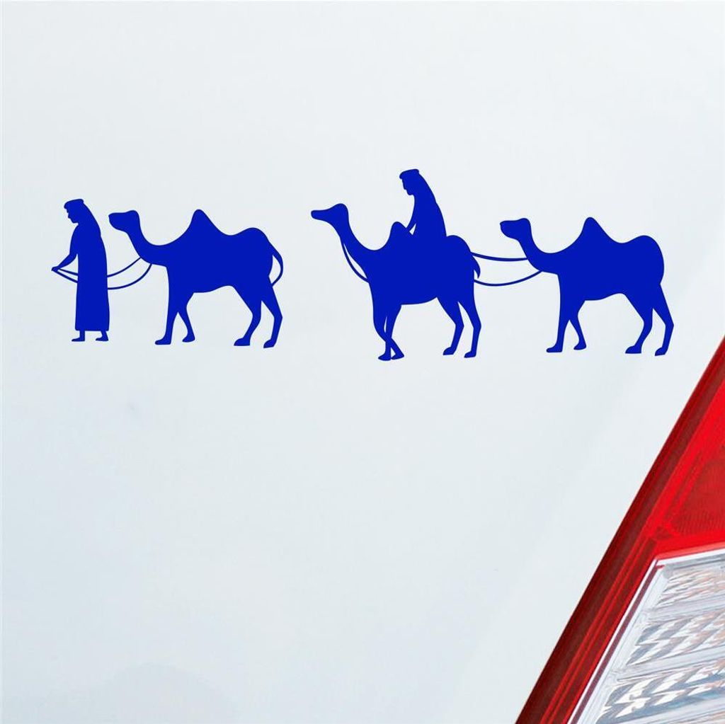 Auto Aufkleber Ägyptische Karawane Caravan Ägypten Egypt Car 19x6 cm Dunkelblau Sticker Heckscheibenaufkleber