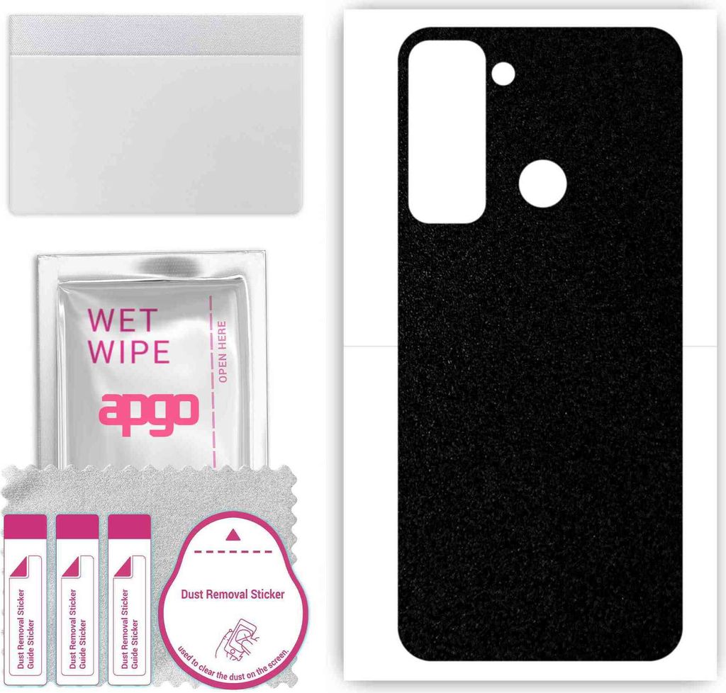 apgo Rückseite Schutzfolie, Skin, kompatibel mit Tecno Pop 5, Hinten Displayschutzfolie aus Vinylfolie, kratzfest, einfache Montage - Mattschwarz