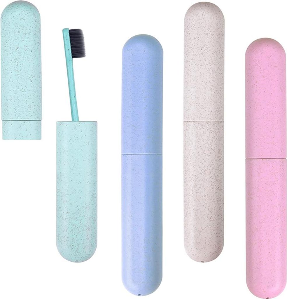 4er-Pack Reise-Zahnbürstenetuis, Zahnbürstenbehälter für unterwegs, Zahnbürstenhalter, verschiedene Farben, 19,5 x 3 x 2,1 cm