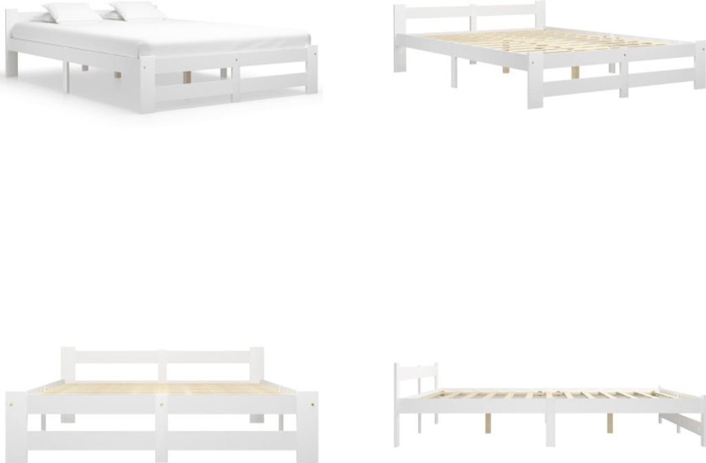 vidaXL Massivholzbett Weiß Kiefer 160x200 cm - Bettgestell - Bettgestelle - Bettrahmen - Bett