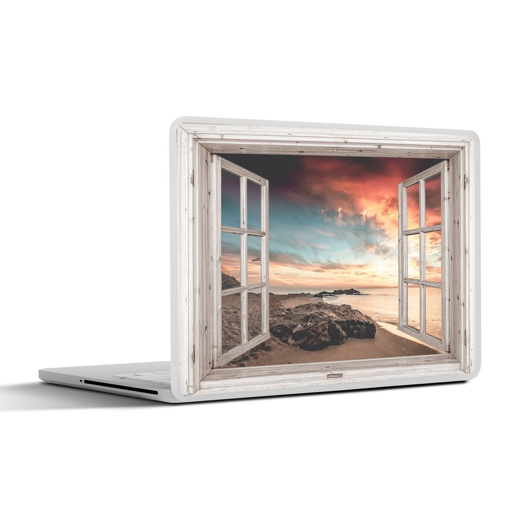 MuchoWow Laptop Aufkleber Sticker Cover Aussicht - Strand - Meer 32.5x23.5 cm - Sticker für Laptop - Selbstklebend