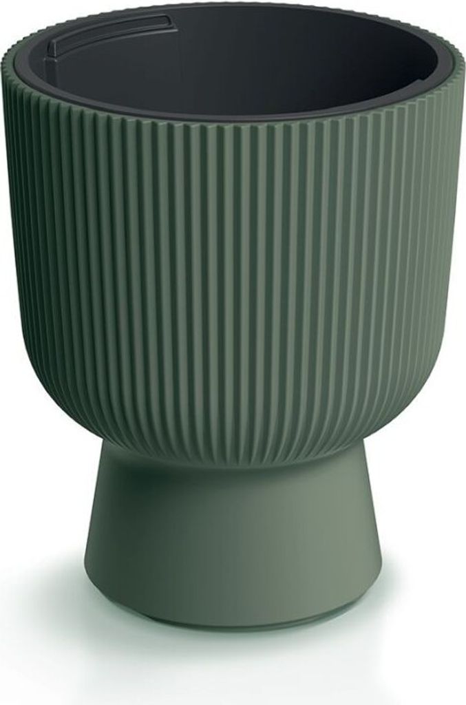 A green planter with a dark gray inner pot, shown against a white background.