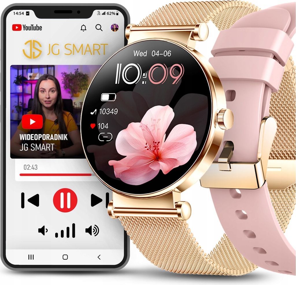 SMARTWATCH ZEGAREK DAMSKI ROZMOWY MENU PL CIŚNIENIE Zdjęcie produktu 