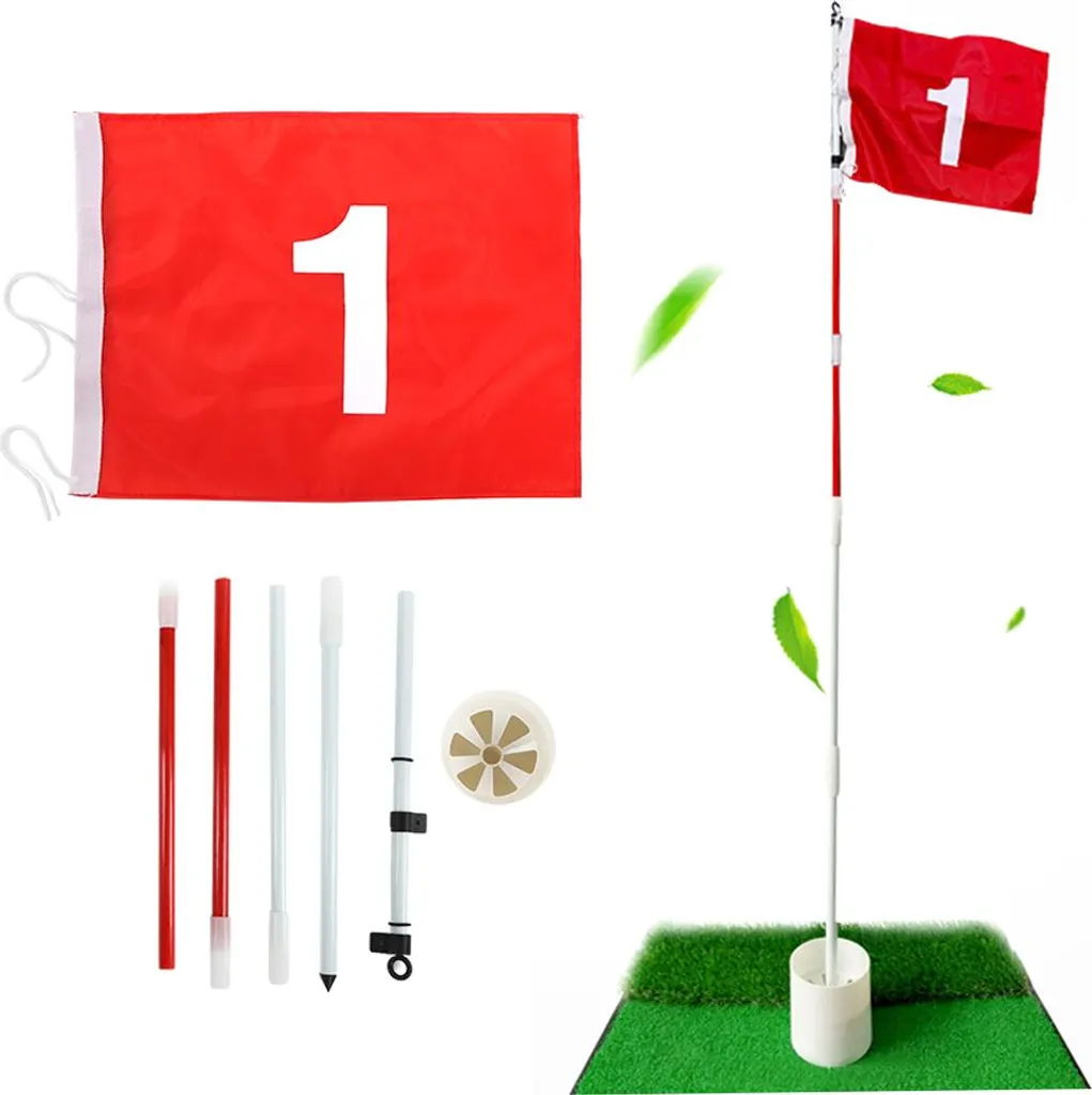 Mât de Drapeau de Golf Détachable 5 Sections avec Coupe de Trou Intégrée