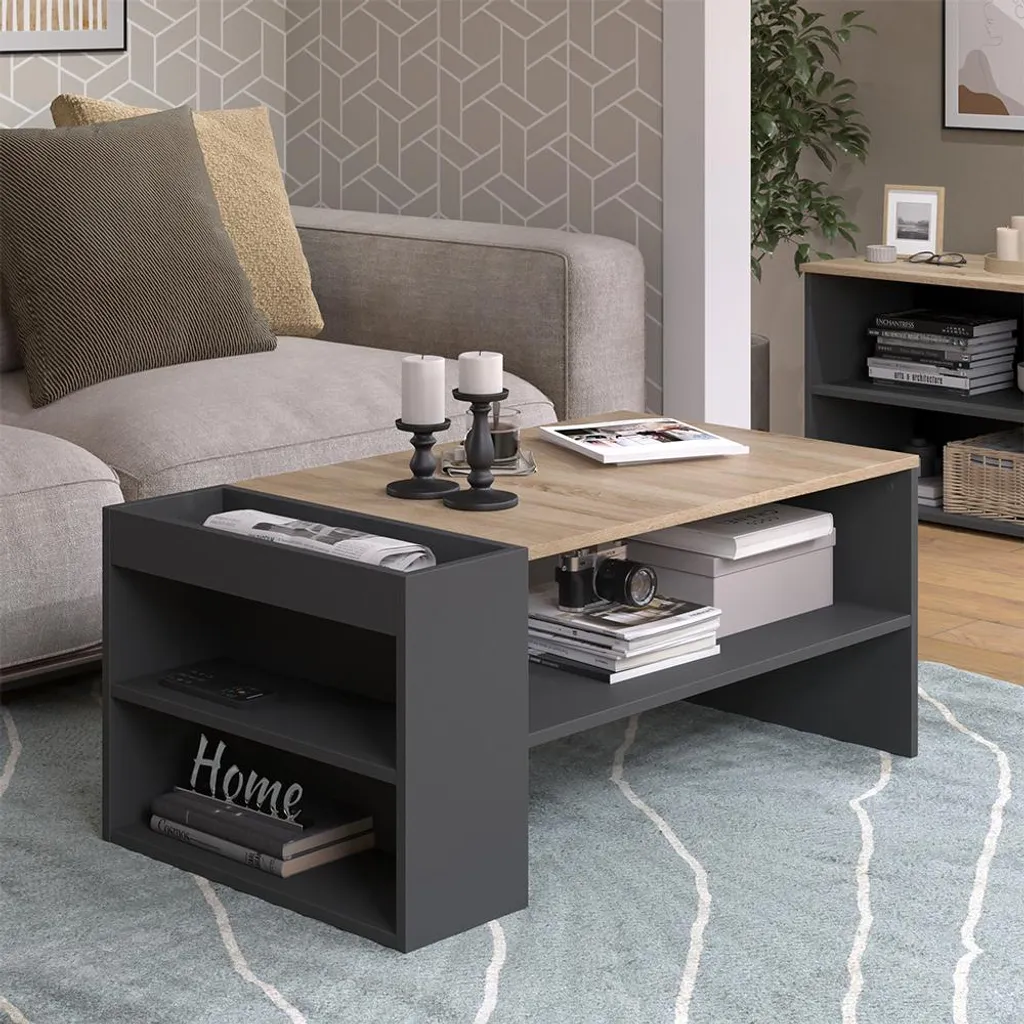 Table basse robuste avec étagères de rangement ouvertes Vicco Wido - 6