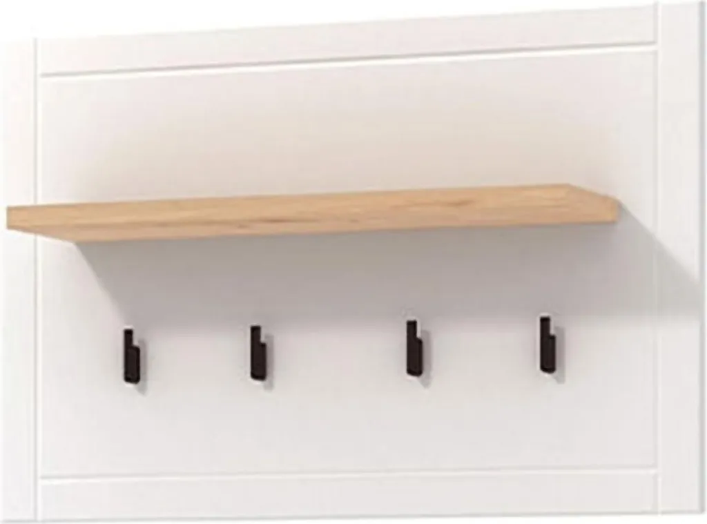 Dmora Appendiabiti Mediglia Bianco 57cm con 4 Ganci per Ingresso Moderno