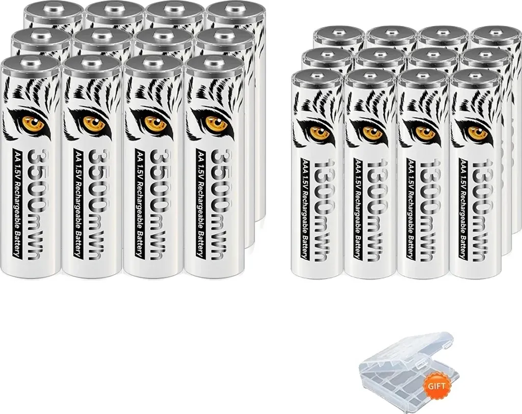 Lot de Piles Rechargeables Li-Ion 12AA et 12AAA Compatibilité Totale