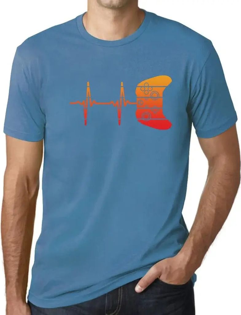 Herren Grafik T-Shirt Gamer Herzschlag lustig Gaming – Gamer Heartbeat Funny Gaming – Öko-Verantwortlich Vintage Jahrgang Kurzarm Lustige Druck