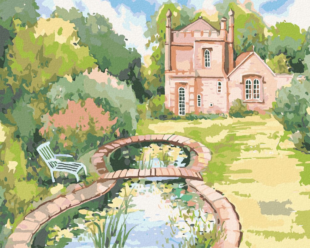 Zuty - Malen nach Zahlen - KLEINES GARTENSCHLOSS MOLLY LODGE, 40x50 cm, mit Keilrahmen (bereits gespannt)