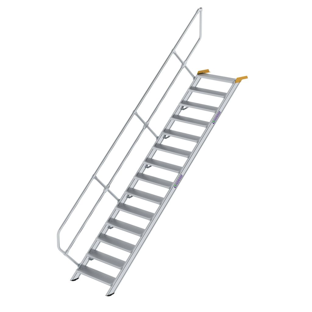 Günzburger Steigtechnik Treppe 45° Stufenbreite 800 mm 14 Stufen Aluminium geriffelt - 600274