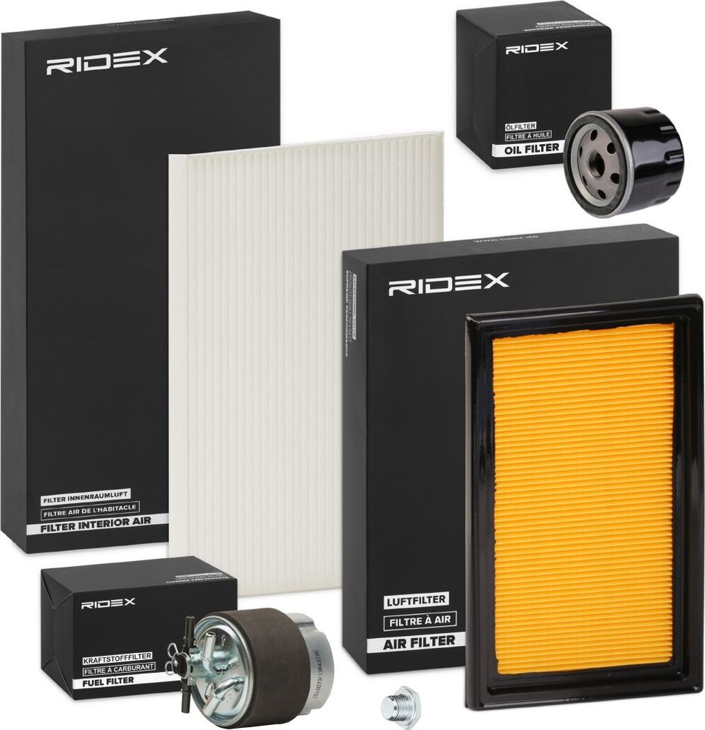 RIDEX Filterset Inspektionspaket Filtersatz für NISSAN Qashqai / Qashqai +2 I (J10, NJ10) NV200 / Evalia Bus