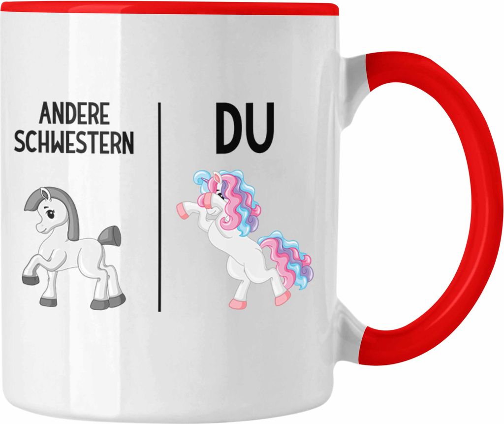 Trendation - Schwester Geschenk Geburtstag Tasse Geschenkideen Tassen mit Spruch für Beste Schwester (Rot)