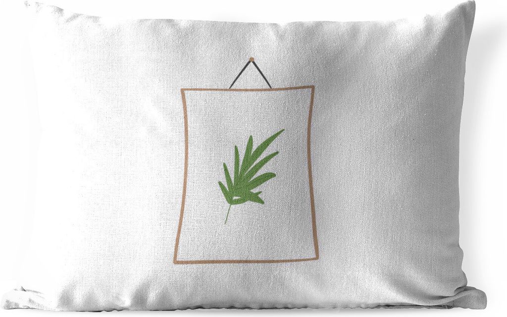 MuchoWow® Outdoor Kissen - Pflanze - Rahmen - Weiß - Produktbild 
