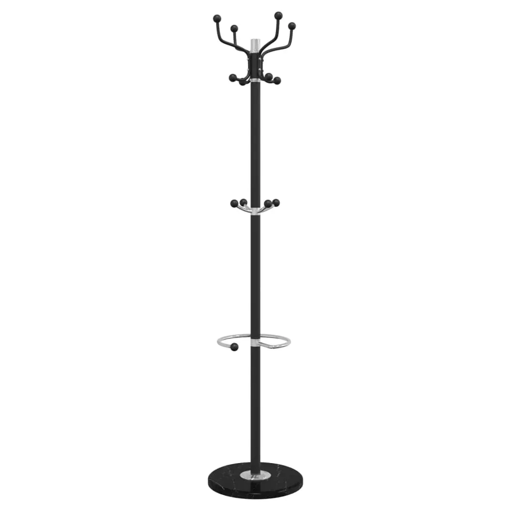 Porte-manteau d'entrée 180 cm Noir pour Rangement Manteaux et Parapluies