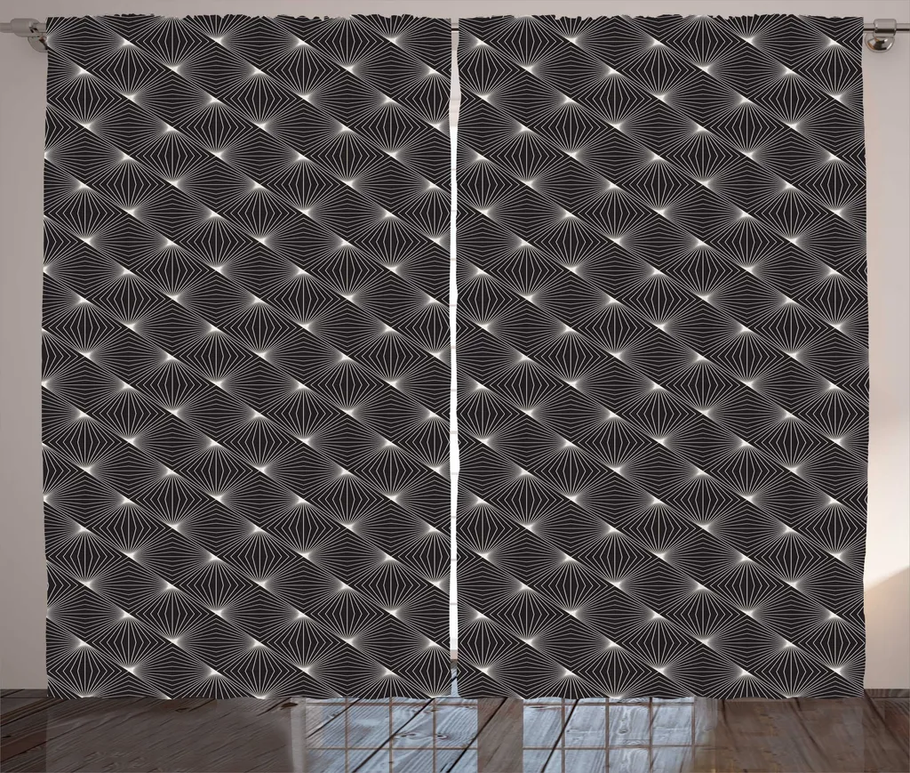 ABAKUHAUS Tenda rustica a griglia, strisce sottili a forma di zigzag, tende universali per soggiorno con passanti e ganci, 280 x 175 cm, grigio antracite, color guscio d'uovo