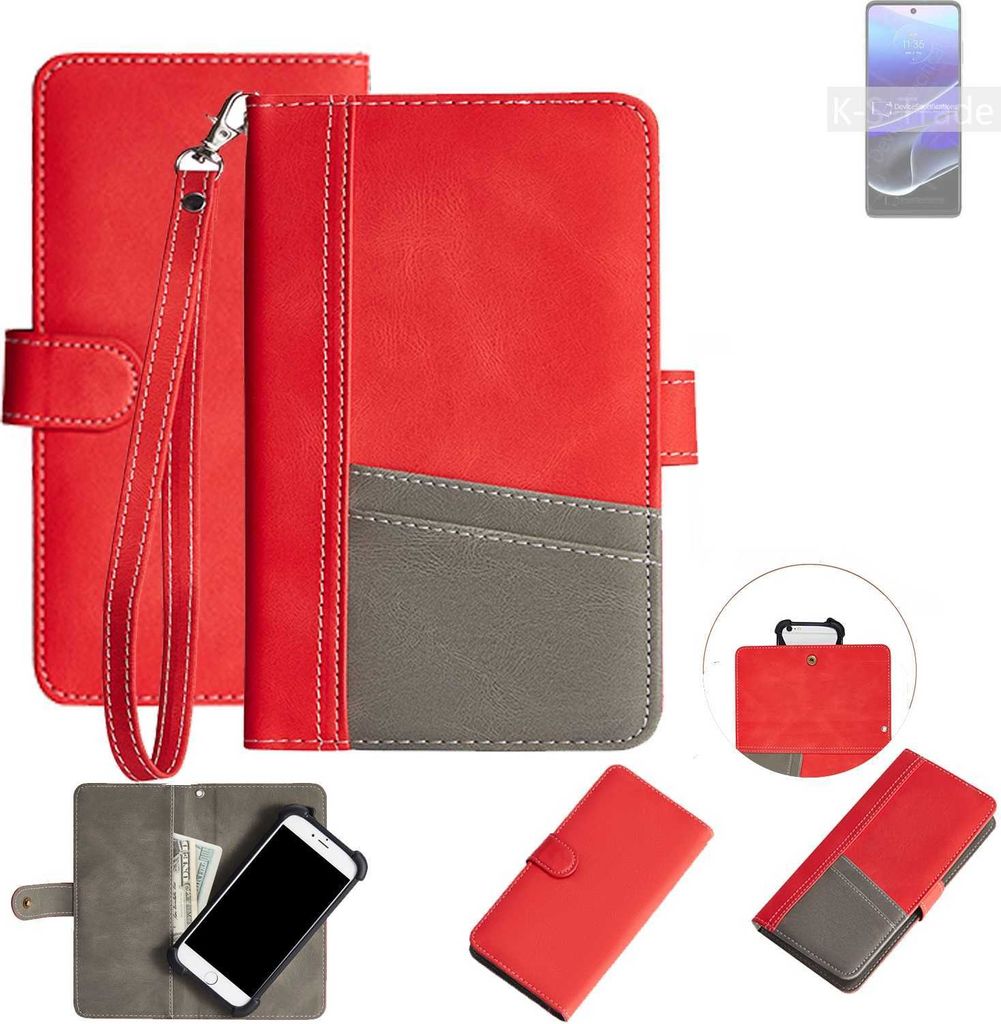 K-S-Trade Handy Schutzhülle für Motorola Moto G Stylus 5G (2022) Hülle Portemonnee Brieftasche Klapphülle Kartenfächer Flip Wallet Case Etui