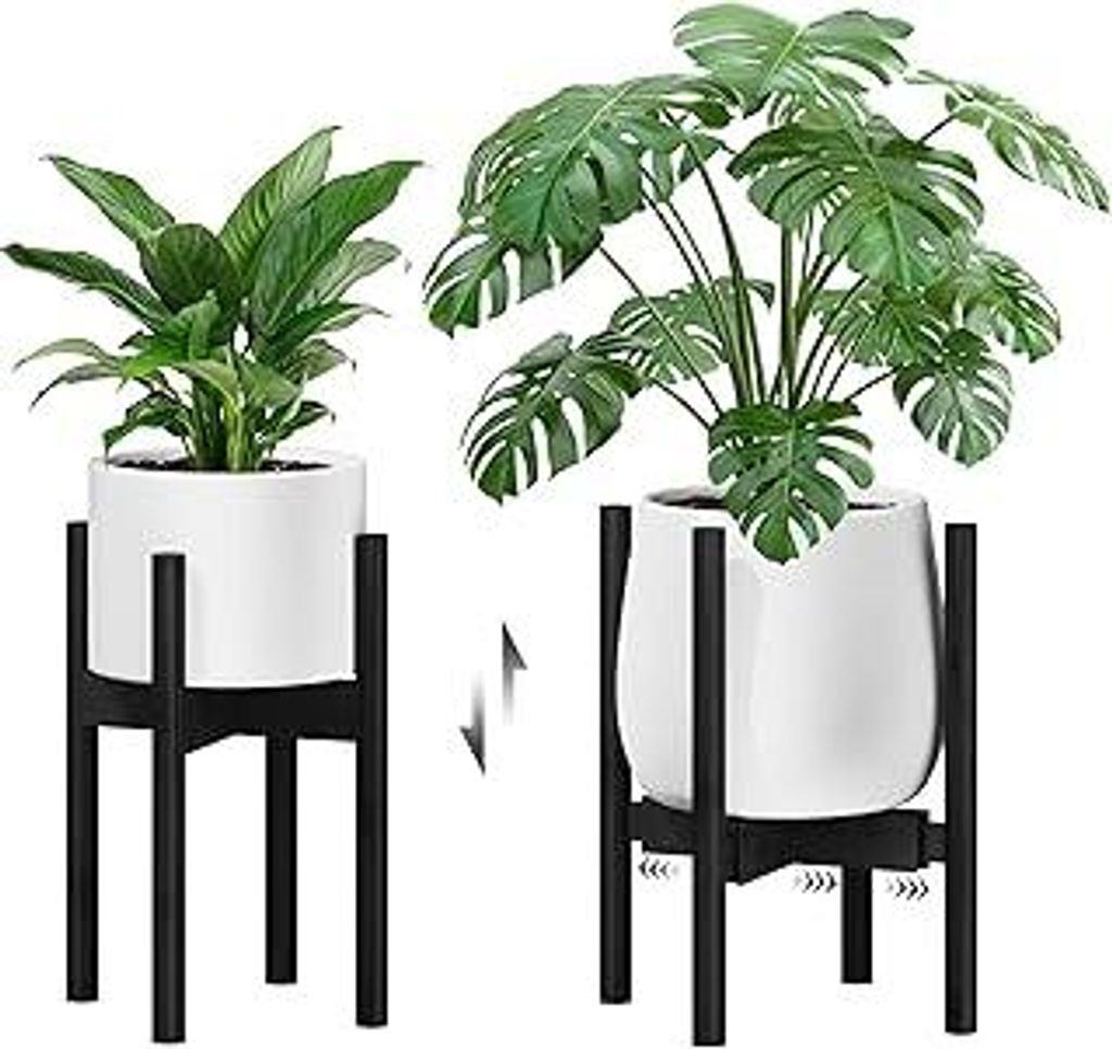 Bamworld Blumenständer Blumenhocker Pflanzenhocker Schwarz Verstellbar und kippsicher, geeignet für verschiedene Pflanzentöpfe, Höhe 32 cm