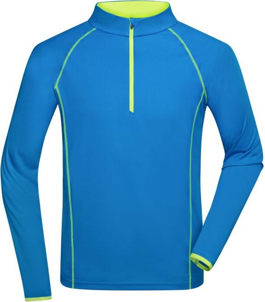 Langarm Funktionsshirt für Fitness und Sport bright-blue/bright-yellow, Gr. XXL