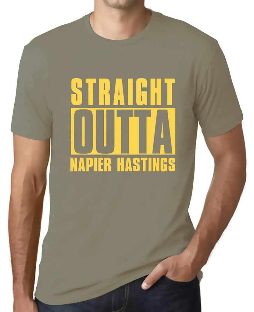 Herren Grafik T-Shirt Straight Outta Napier Hastings Öko-Verantwortlich Vintage Jahrgang Kurzarm Lustige Druck Geburtstag Geschenk Mann