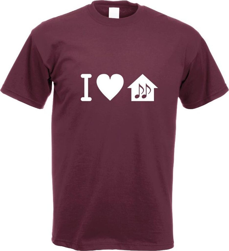 Kiwistar - T-Shirt - Burgund - I Love House Music Motiv2 Motiv Bedruckt Funshirt Design Print - mit Motiv Bedruckt - Funshirt Design - Sport - Frei...