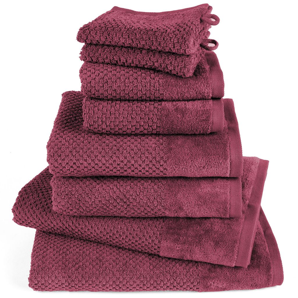 Pure Label 8-TLG Handtücher Set aus Baumwolle - 2x Badetuch 70x140 cm 2x Handtuch 50x100 cm 2x Gästetuch 30x50 cm 2x Waschlappen 16x21 cm, Beere
