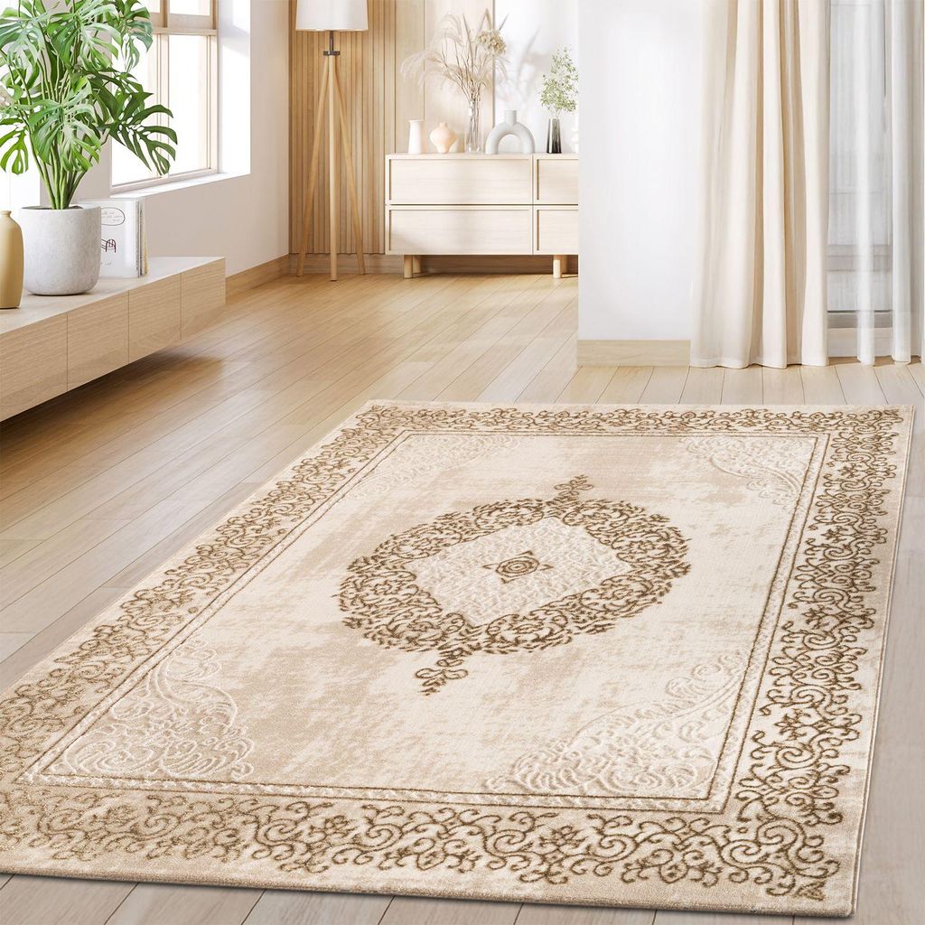 TT Home Wohnzimmer Teppich Esszimmer Vintage Orient Kurzflor Abstraktes Design Robust Größe 200x280 cm