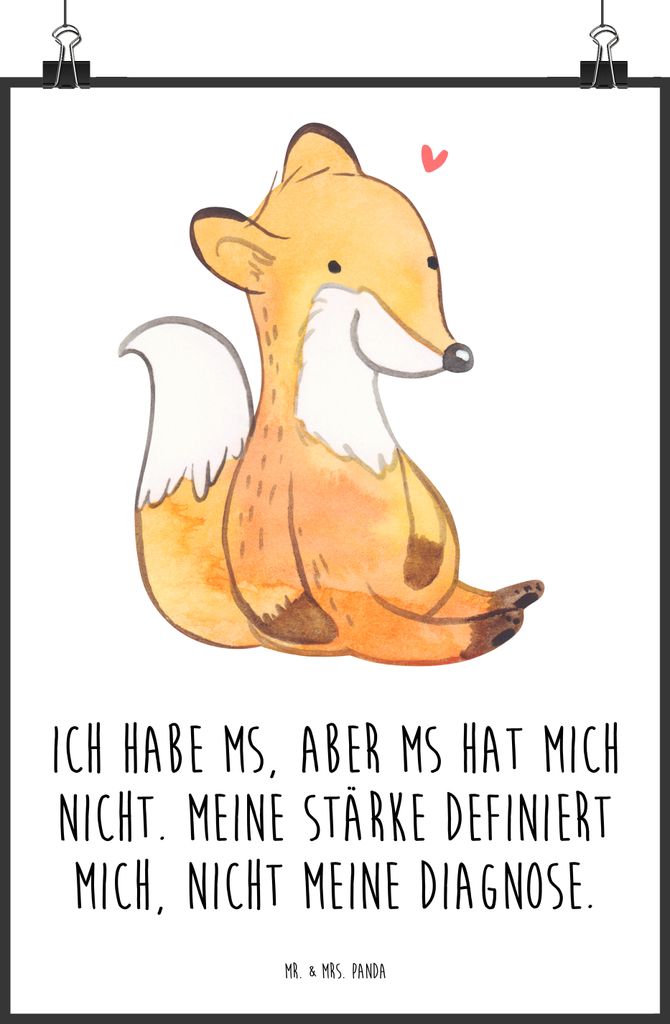 Mr. & Mrs. Panda Bild Fuchs Multiple Sklerose DIN A1 - Weiß - Geschenk, Empfindungsstörungen, Design Poster, wanddeko, Schübe, drucke, Autoimmun...