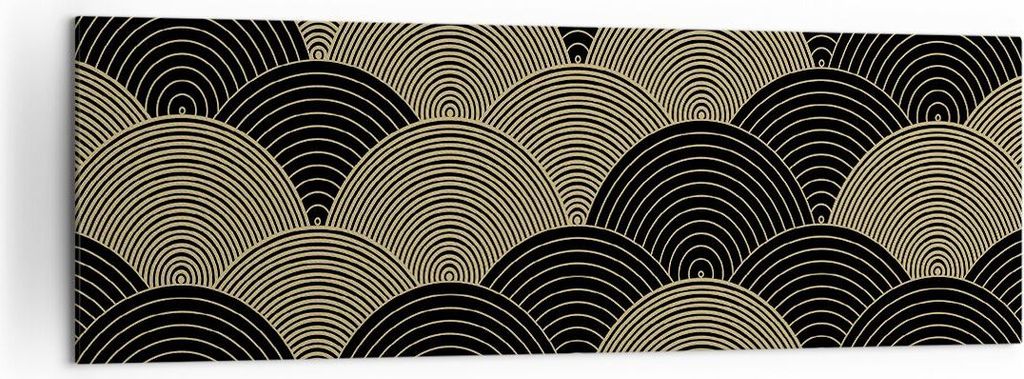 Bild auf Leinwand - Leinwandbild - Einteilig - Schwarz und Gold Kreise Grafiken - 160x50cm - Wand Bild - Wanddeko - Wandbilder - Leinwanddruck - Bi...