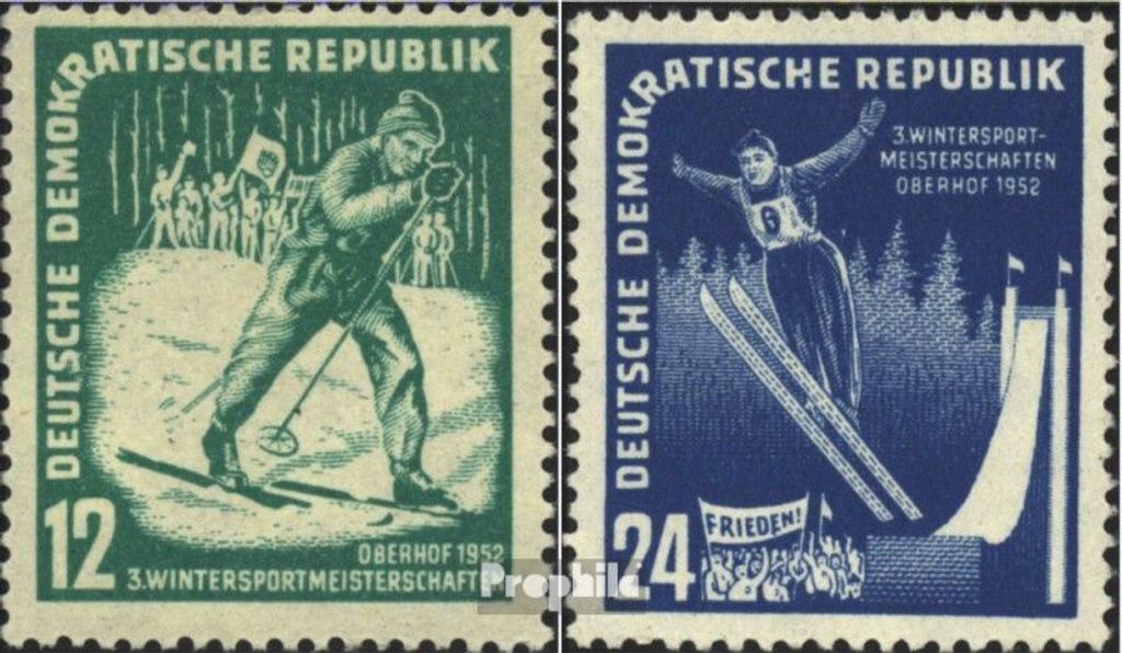 Briefmarken DDR 1952 Mi 298-299 (kompl.Ausg.) gestempelt Wintersportmeisterschaften der DDR